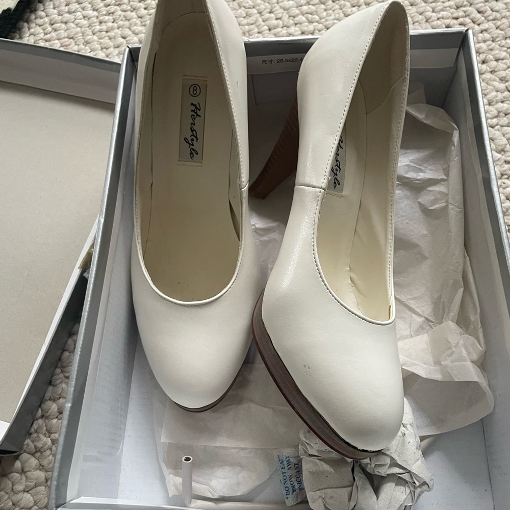 Herstyle White Satin Heels Classic Pumps